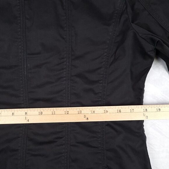 Chicos Field Coat Womens 1 Small Black Metal Twist Closure Flip Cuff Utility - Picture 14 of 16